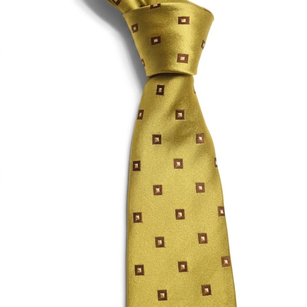 Kiton Napoli Seven Fold Men's 100% Silk Luxury Necktie Green Geometric Italy